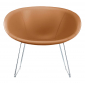 Лаунж-кресло с обивкой на полозьях PEDRALI Gliss Lounge сталь, натуральная кожа хромированный, коричневый Фото 1