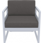 Кресло пластиковое с подушками Siesta Contract Mykonos стеклопластик, полиэстер серебристый, темно-серый Фото 5