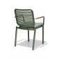 Кресло металлическое с подушкой Tagliamento Armona алюминий, тик, акрил зеленый, светло-серый Фото 8