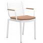 Кресло металлическое с подушкой Tagliamento Armona алюминий, тик, акрил белый, терракотовый Фото 1