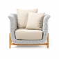 Кресло плетеное с подушками RosaDesign Zante тик, алюминий, роуп, ткань натуральный, белый, серый Фото 3