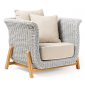 Комплект плетеной лаунж мебели RosaDesign Zante тик, алюминий, роуп, ткань натуральный, белый, серый Фото 3