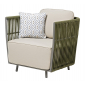 Кресло плетеное с подушками RosaDesign Gilda алюминий, роуп, ткань антрацит, зеленый, серый Фото 1