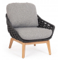 Лаунж-кресло плетеное с подушками Garden Relax Tamires тик, алюминий, роуп, олефин натуральный, антрацит, серый Фото 1