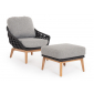 Лаунж-кресло плетеное с подушками Garden Relax Tamires тик, алюминий, роуп, олефин натуральный, антрацит, серый Фото 9