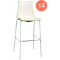 Комплект пластиковых барных стульев Scab Design Zebra Bicolore Set 4 сталь, полимер хром, белый, зеленый Фото 1