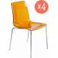 Комплект прозрачных стульев PAPATYA X-Treme S Set 4 сталь, поликарбонат хромированный, оранжевый Фото 1