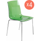 Комплект прозрачных стульев PAPATYA X-Treme S Set 4 сталь, поликарбонат хромированный, зеленый Фото 1