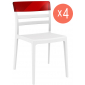 Комплект пластиковых стульев Siesta Contract Moon Set 4 стеклопластик, поликарбонат белый, красный Фото 1