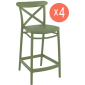Комплект пластиковых полубарных стульев Siesta Contract Cross Bar 65 Set 4 стеклопластик оливковый Фото 1