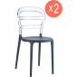 Комплект пластиковых стульев Siesta Contract Miss Bibi Set 2 стеклопластик, поликарбонат темно-серый, прозрачный Фото 1
