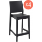 Комплект пластиковых полубарных стульев Siesta Contract Maya Bar 65 Set 4 стеклопластик черный Фото 1