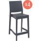 Комплект пластиковых полубарных стульев Siesta Contract Maya Bar 65 Set 4 стеклопластик темно-серый Фото 1