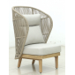 Лаунж-кресло плетеное с высокой спинкой и пуфом Tagliamento Mali эвкалипт, алюминий, роуп, полиэстер натуральный Фото 7