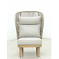 Лаунж-кресло плетеное с высокой спинкой и пуфом Tagliamento Mali эвкалипт, алюминий, роуп, полиэстер натуральный Фото 14