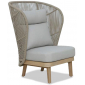 Лаунж-кресло плетеное с высокой спинкой и пуфом Tagliamento Mali эвкалипт, алюминий, роуп, полиэстер натуральный Фото 5