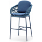 Кресло плетеное барное с подушками Grattoni Elba алюминий, роуп, олефин синий Фото 1