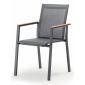 Кресло металлическое текстиленовое Grattoni Alpha алюминий, тик, текстилен темно-серый, натуральный Фото 1