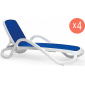Комплект пластиковых лежаков Nardi Alfa Set 4 полипропилен, текстилен белый, синий Фото 1