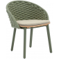 Кресло плетеное с подушкой Tagliamento Mallow алюминий, роуп, тик, акрил зеленый, натуральный Фото 1