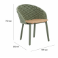 Кресло плетеное с подушкой Tagliamento Mallow алюминий, роуп, тик, акрил зеленый, натуральный Фото 2