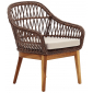 Кресло деревянное плетеное с подушкой Tagliamento Rosemary каштан, искусственный ротанг, олефин Фото 1