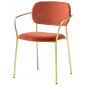 Кресло с обивкой PEDRALI Jazz сталь, ткань античная латунь, красный Фото 1
