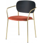 Кресло с обивкой PEDRALI Jazz сталь, фанера, шпон, ткань античная латунь, черный, красный Фото 1