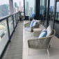 Столик плетеный кофейный JANUS et Cie Knot алюминий, роуп окаменелость Фото 9