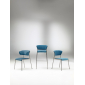 Стул с обивкой Scab Design Lisa сталь, дерево, вельвет хром, синий Фото 5