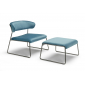 Кресло лаунж с обивкой Scab Design Lisa Lounge сталь, вельвет черный глянцевый никель, голубой Фото 5