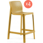 Комплект пластиковых полубарных стульев Nardi Net Stool Mini Set 4 стеклопластик горчичный Фото 1