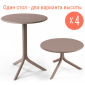 Комплект пластиковых столов Nardi Spritz + Spritz Mini Set 4 стеклопластик тортора Фото 1