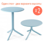 Комплект пластиковых столов Nardi Spritz + Spritz Mini Set 2 стеклопластик голубой Фото 1