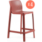 Комплект пластиковых полубарных стульев Nardi Net Stool Mini Set 4 стеклопластик коралловый Фото 1