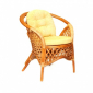 Кресло плетеное с подушками Ecodesign Melang натуральный ротанг, ткань шенилл коньяк Фото 1