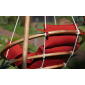 Кресло-качели подвесное деревянное с подушками Besta Fiesta Майя дерево, ткань коричневый, красный Фото 4