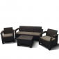 Комплект пластиковой плетеной мебели Afina пластик с имитацией плетения темно-коричневый, серый Фото 2