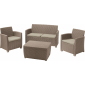 Комплект пластиковой мебели Keter Corona set with cushion box пластик с имитацией плетения капучино, песочный Фото 1
