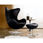 Кресло дизайнерское мягкое Beon Egg хромированная сталь, экокожа черный Фото 5