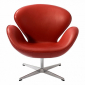 Кресло дизайнерское Beon Swan хромированный металл, экокожа красный Фото 1
