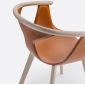 Кресло деревянное с обивкой PEDRALI Fox сталь, ясень, натуральная кожа беленый ясень, коричневый Фото 4