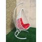 Кресло плетеное подвесное Ротанг Плюс Сакала сталь, искусственный ротанг белый Фото 14