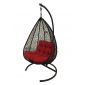 Кресло плетеное подвесное Ротанг Плюс Сакала сталь, искусственный ротанг черный Фото 3