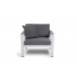Кресло металлическое мягкое 4SIS Фореста алюминий, тик, ткань белый Фото 2