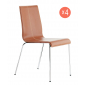 Комплект офисных стульев для переговорных PEDRALI Kuadra Set 4 металл, кожа темно-рыжий Фото 1