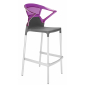 Кресло пластиковое барное PAPATYA Ego-K Bar алюминий, стеклопластик, пластик антрацит, фиолетовый Фото 1
