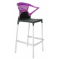 Кресло пластиковое барное PAPATYA Ego-K Bar алюминий, стеклопластик, пластик черный, фиолетовый Фото 1