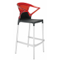 Кресло пластиковое барное PAPATYA Ego-K Bar алюминий, стеклопластик, пластик черный, красный Фото 1