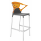 Кресло пластиковое барное PAPATYA Ego-K Bar алюминий, стеклопластик, пластик антрацит, оранжевый Фото 1